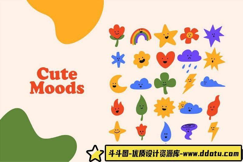 文化美食可爱卡通水果蔬菜文字矢量素材