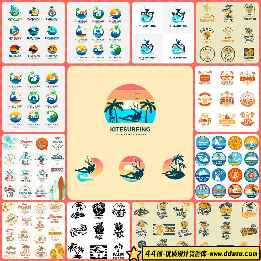 标签标贴海滩LOGO标志徽标矢量设计大集合 25xEPS-斗斗图