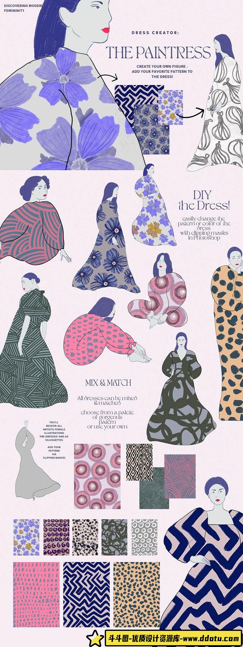 人物相关设计趋势与时尚女性海报素描插画大合集PNG 和矢量 (Ai)