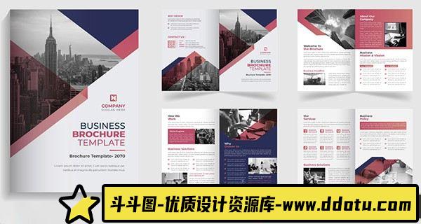 画册展板双色搭配的企宣画册模板矢量源文件-斗斗图