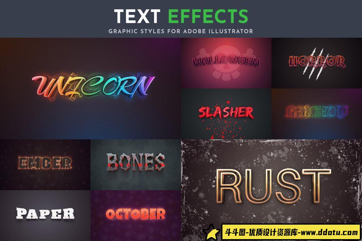 字体设计100种可编辑矢量效果文本字体样式设计合集第二季 Part 2