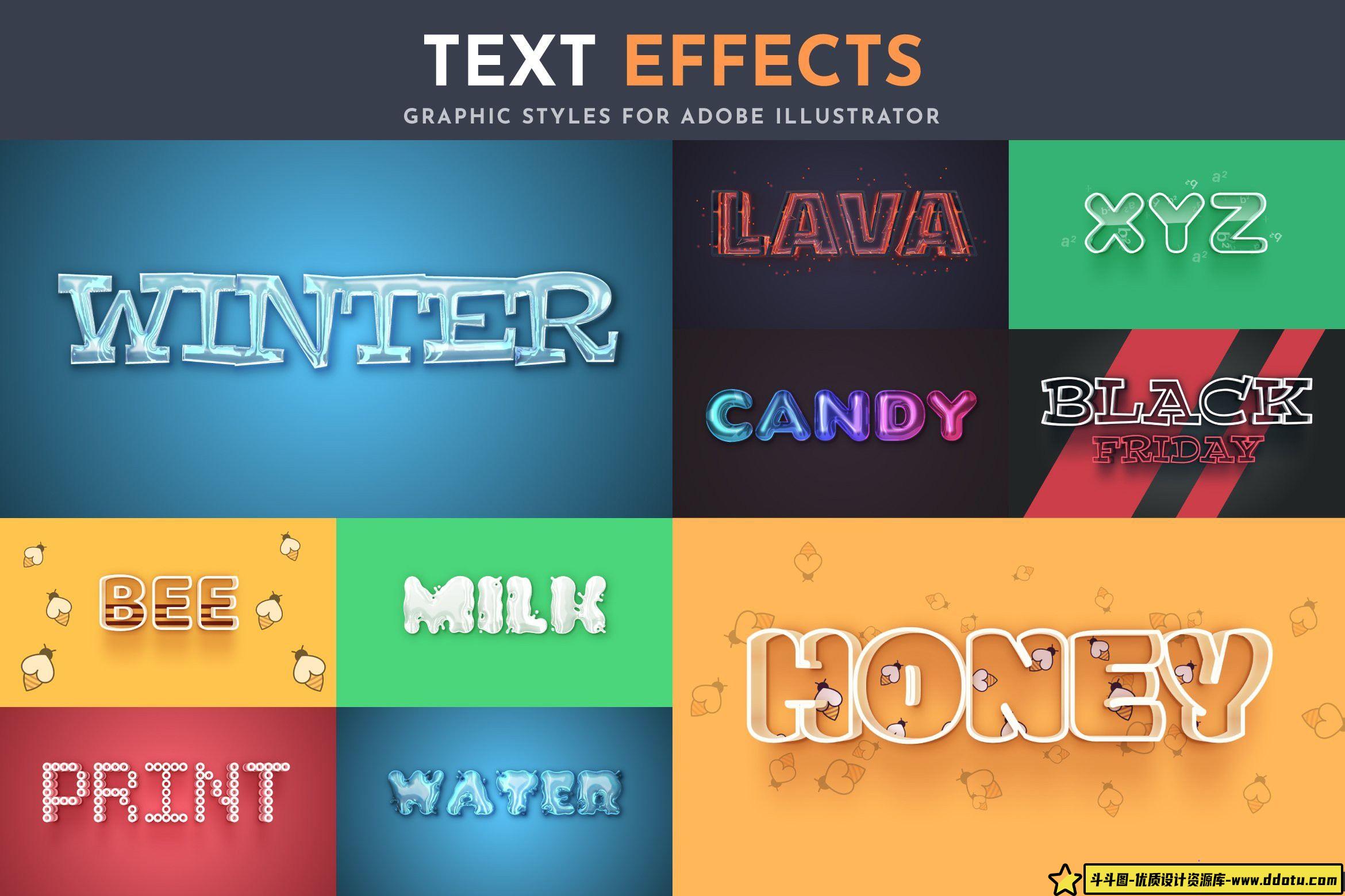 字体设计100种可编辑矢量效果文本字体样式设计合集第三季 Part 3