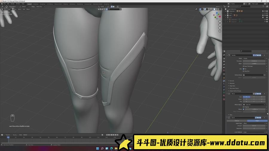 Blender教程-忍者女性游戏角色Blender建模教程-附模型工程文件-斗斗图