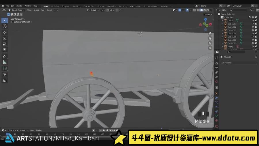 Blender+3DS MAX+ZBrush马车建模贴图渲染教程-视频无语音-斗斗图