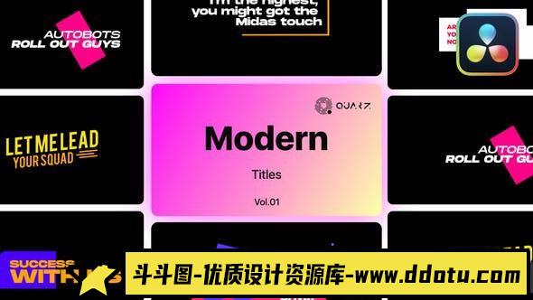 达芬奇现代标题模版 第01季 Big Modern Titles for DaVinci Resolve V01-斗斗图