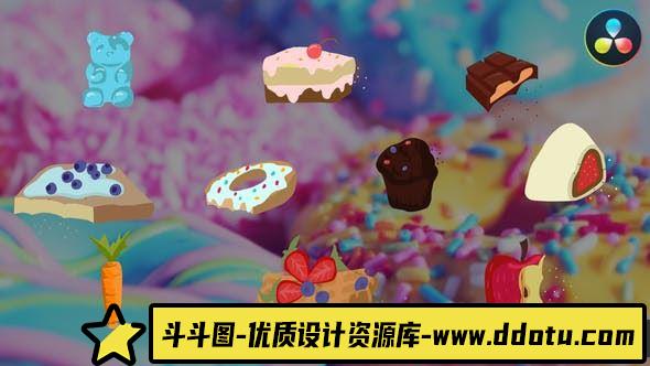 达芬奇卡通糖果贴纸动画 Cartoon Sweets And Fruits Sticker-斗斗图