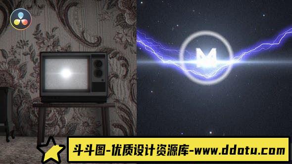 怀旧电视标志展示达芬奇模版 Retro TV Logo Reveal-斗斗图