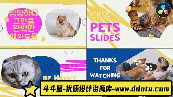 达芬奇宠物幻灯片展示模版 Pets Slides | DaVinci Resolve-斗斗图