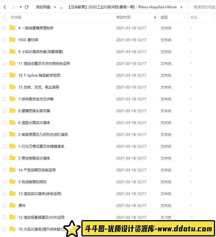 【云尚教育】2020工业ID软件班(暑假一期) · Rhino+Keyshot+More-斗斗图