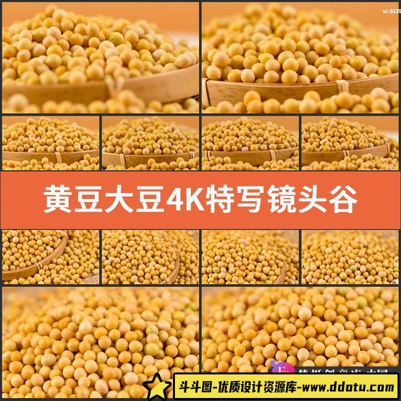 黄豆大豆4K特写镜头谷物农作物实拍视频素材豆科草本植物粮食拍摄-斗斗图
