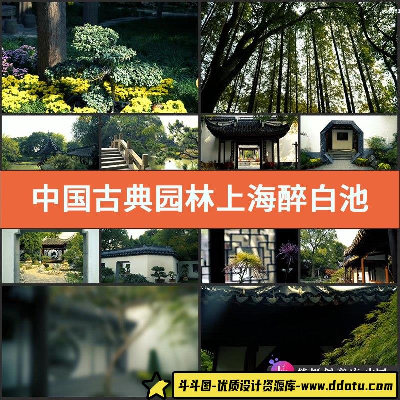 中国古典园林上海醉白池公园4K实拍视频素材江南人文景观名胜古迹-斗斗图