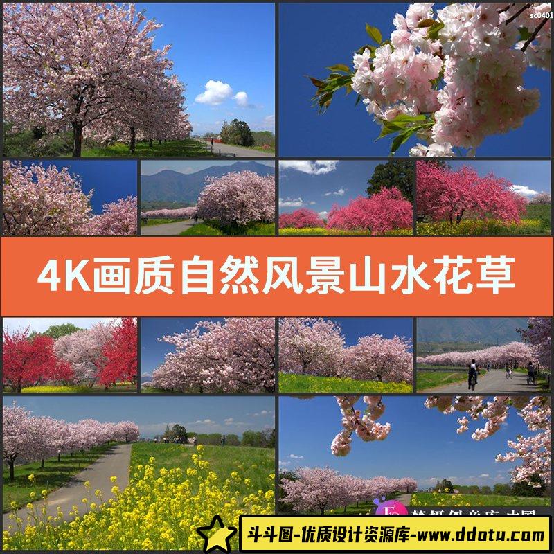 4K画质 自然风景山水花草树木瀑布森林河流超高清实拍视频素材-斗斗图