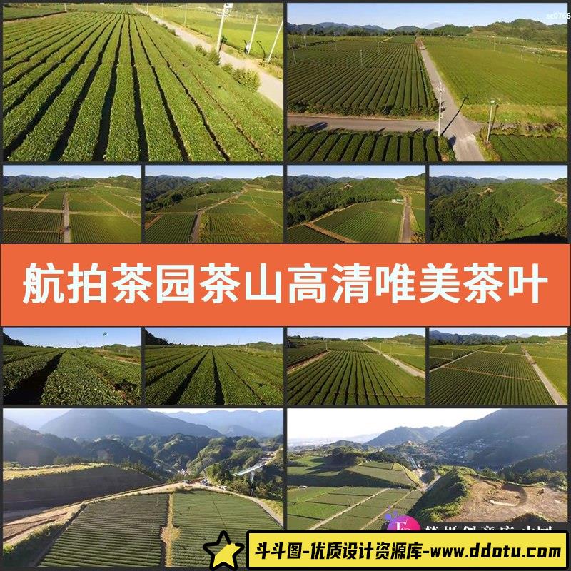 航拍茶园茶山高清实拍视频素材唯美茶叶农场风光片-斗斗图
