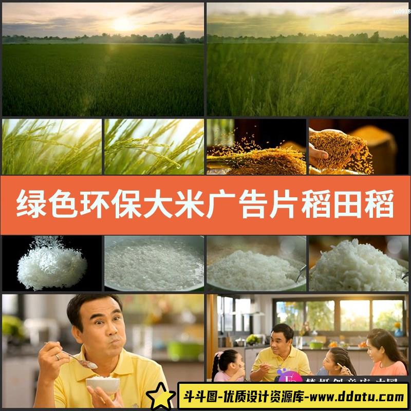 绿色环保大米广告片稻田稻谷手捧米粒有机农业 高清实拍视频素材-斗斗图