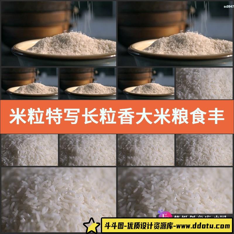 米粒特写 长粒香大米 粮食 丰收 高清实拍视频素材-斗斗图