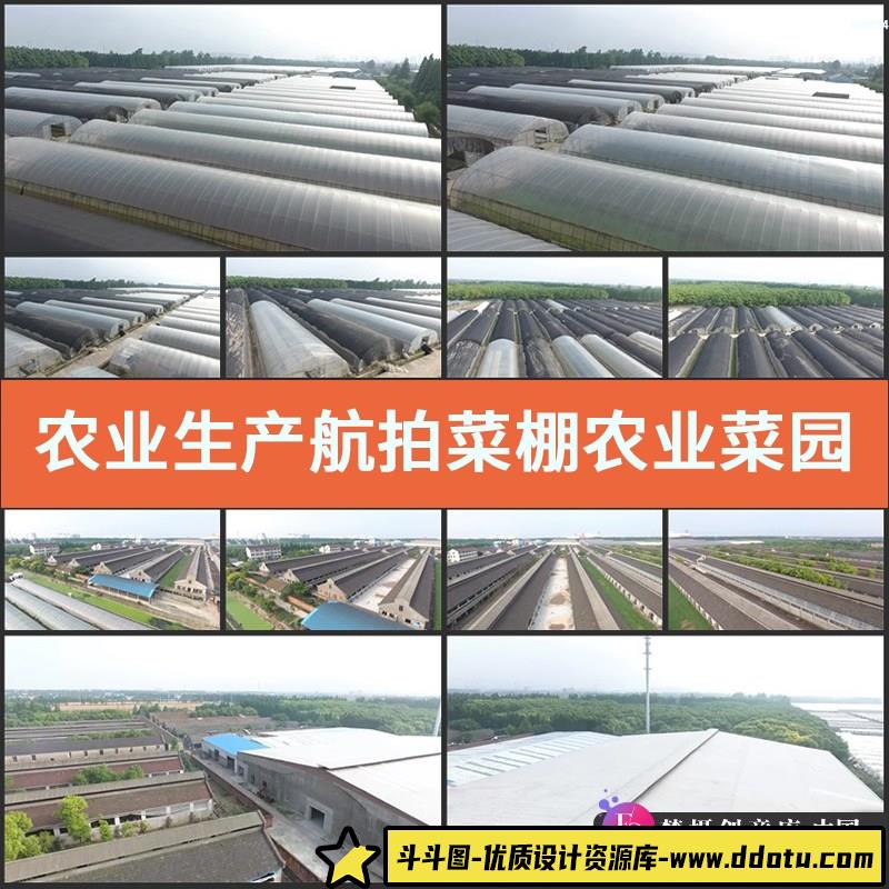 农业生产航拍菜棚农业菜园水稻蔬菜种植基地实拍高清视频-斗斗图