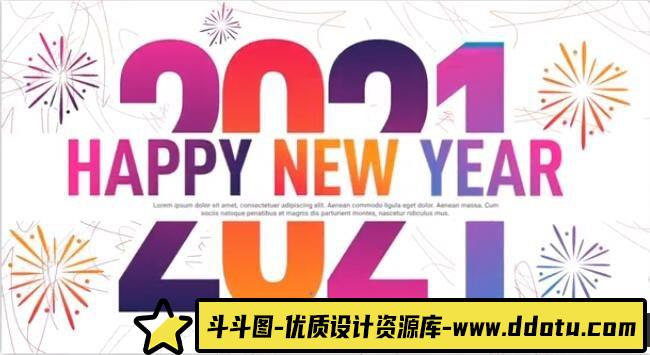 [Premiere模板]PR模板-12组现代设计2021新年快乐文字标题动画 Modern New Year Typography-斗斗图