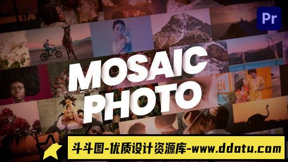 [Premiere预设]视频照片墙展示片头PR预设- Mosaic Photo Reveal-斗斗图
