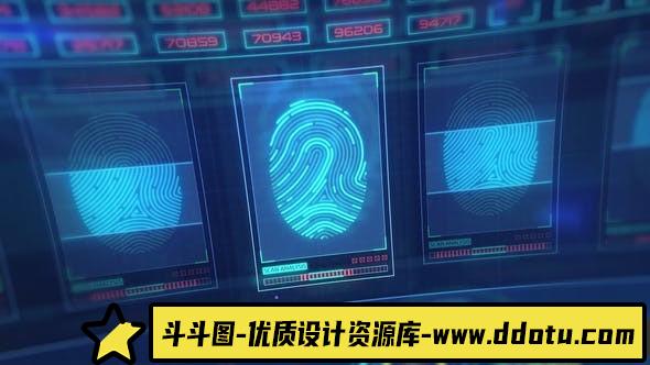 [Premiere模板]PR模板-高科技指纹扫描HUD访问技术LOGO片头模板 HUD Access Technology Intro-斗斗图