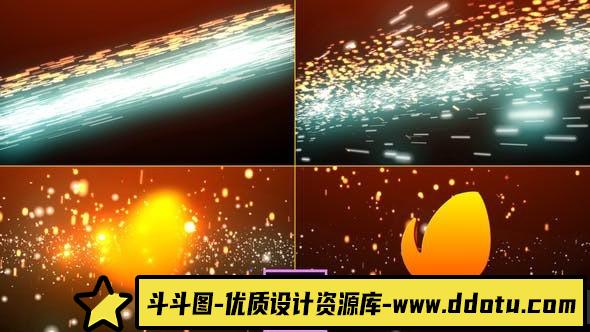 [Premiere模板]PR模板-爆炸火花坠落延时粒子电影标志片头PR模板 Cinematic Light Streaks Logo-斗斗图