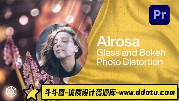 [Premiere模板]PR模板-玻璃透视3d动画展示摄影作品模板 Alrosa – Glass and Bokeh Photo Distortion-斗斗图