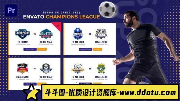 [Premiere模板]PR模板-体育运动足球比赛视频剪辑模板 Football Promo Social Video Mogrt-斗斗图
