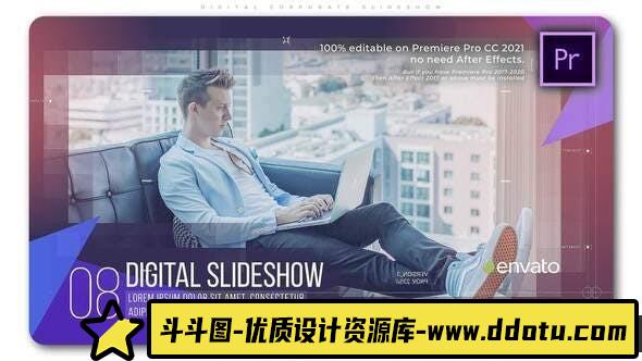 [Premiere模板]PR/AE模板-企业开场白商业风格公司业务介绍演示模板 Digital Corporate Slideshow-斗斗图