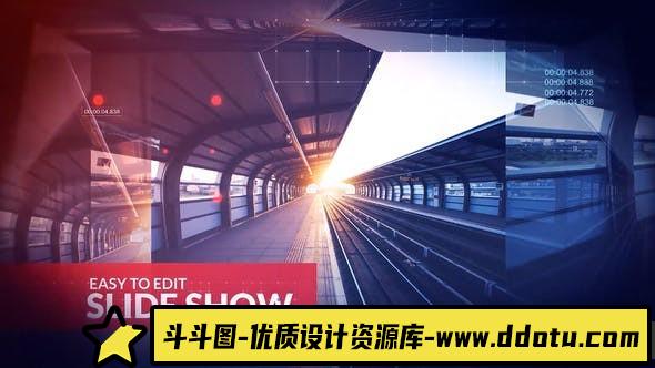[Premiere模板]PR模板-矩阵透视背景翻转汽车企业建筑ai技术宣传片模板 Technology Promo Slideshow-斗斗图