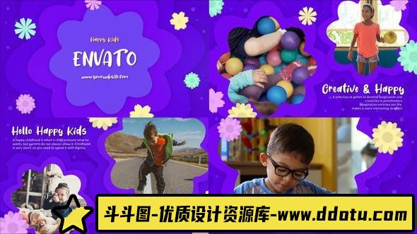 [Premiere模板]PR模板-4K相册有趣少儿培训宣传片模板 Happy Kids Slideshow-斗斗图