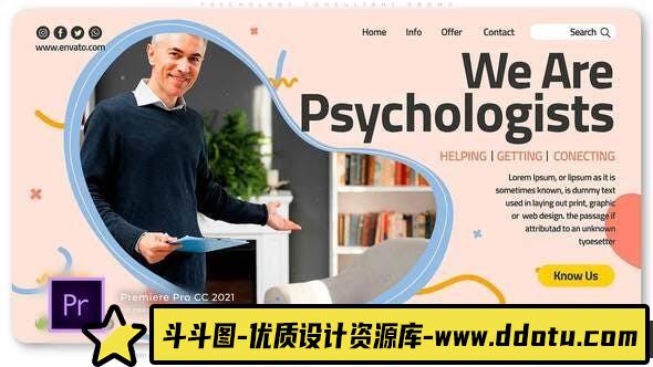 [Premiere模板]PR模板-健康医疗中心活动介绍开场视频剪辑视频 Psychology Consultant Promo-斗斗图