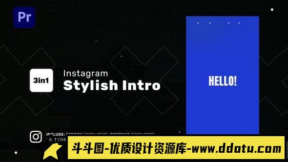 INS时尚介绍PR模版 Instagram Stylish Intro for Premiere Pro-斗斗图