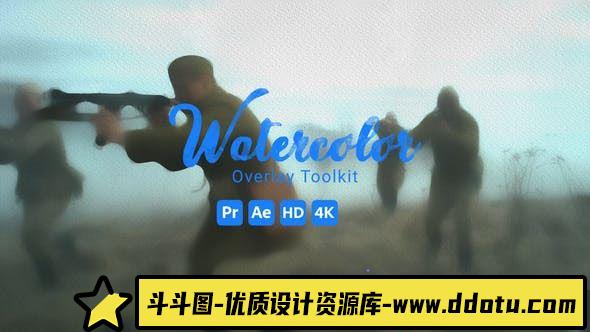 PR预设-水彩风格视频特效 Watercolor Overlay Toolkit-斗斗图
