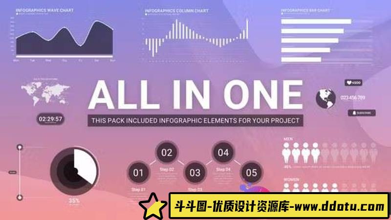 信息数据可视化：PR预设动态柱状图和饼状图-斗斗图