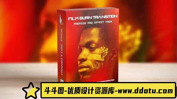 10款影视转场PR模板：Adobe Premiere Pro中的Film Burn转场效果合集-斗斗图