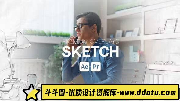 手绘素描视频叠加特效PR模板：提升创意表现的完美工具-斗斗图