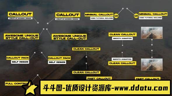 现代呼出标注文字展示PR模板：提升视觉效果的创意设计方案-斗斗图