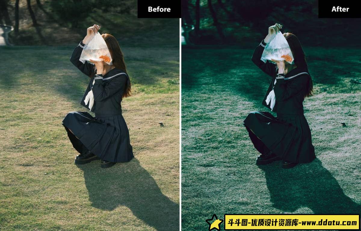 柔美情绪人像调色LR预设:探索Green Mood Lightroom与Photoshop的完美组合 - 斗斗图