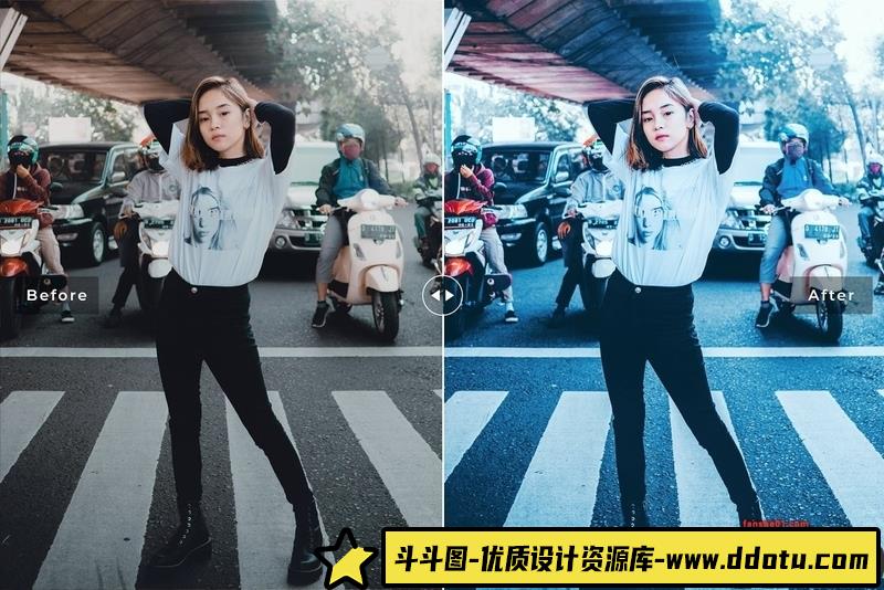 人像LR预设蓝调电影胶片人像调色预设lr预设ps滤镜pr调色lightroom人像lut插件