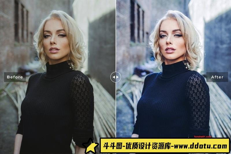 人像LR预设蓝调电影胶片人像调色预设lr预设ps滤镜pr调色lightroom人像lut插件