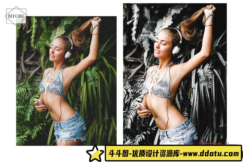 人像LR预设12个博主中性灰丛林美人预设lr预设ps滤镜pr调色lightroom人像lut插件