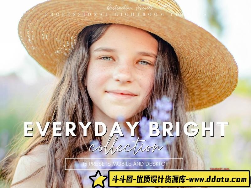 人像LR预设15种清新轻盈通透人像摄影后期预设lr预设ps滤镜pr调色lightroom人像lut插件-斗斗图