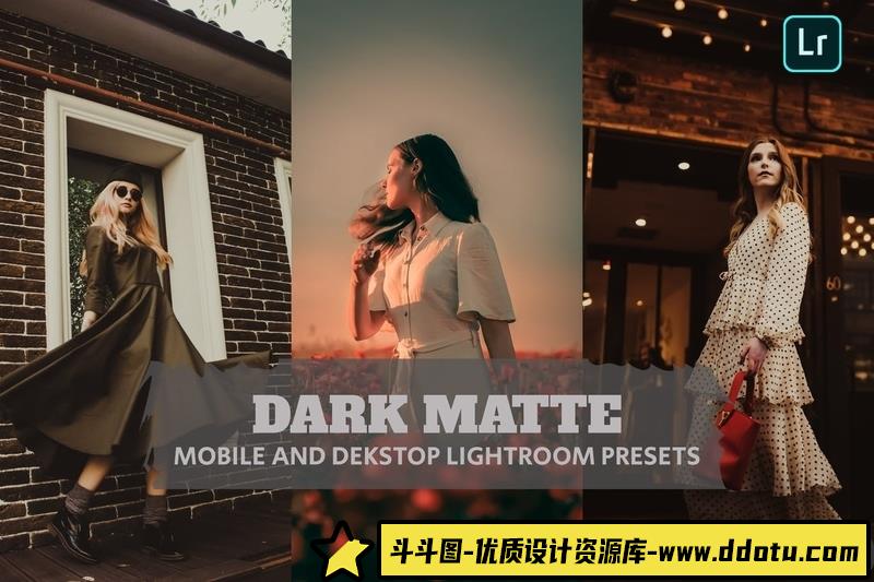 人像LR预设深色哑光情绪人像后期调色预设lr预设ps滤镜pr调色lightroom人像lut插件-斗斗图