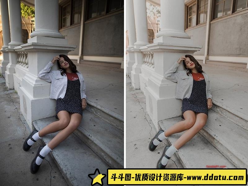 人像LR预设时尚人像低对比度柔和褪色滤镜lr预设ps滤镜pr调色lightroom人像lut插件-斗斗图