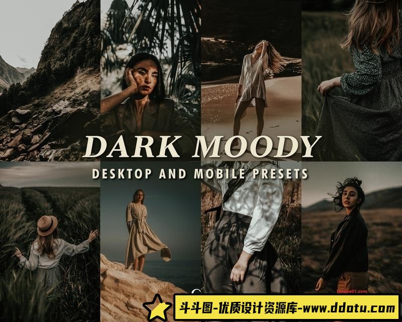 人像LR预设实用的黑暗电影情绪人像后期调色预设lr预设ps滤镜pr调色lightroom人像lut插件-斗斗图