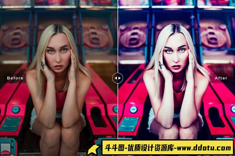 人像LR预设城市建筑夜景街拍霓虹人像预设lr预设ps滤镜pr调色lightroom人像lut插件