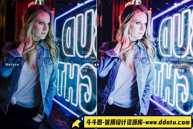 人像LR预设城市建筑夜景街拍霓虹人像预设lr预设ps滤镜pr调色lightroom人像lut插件