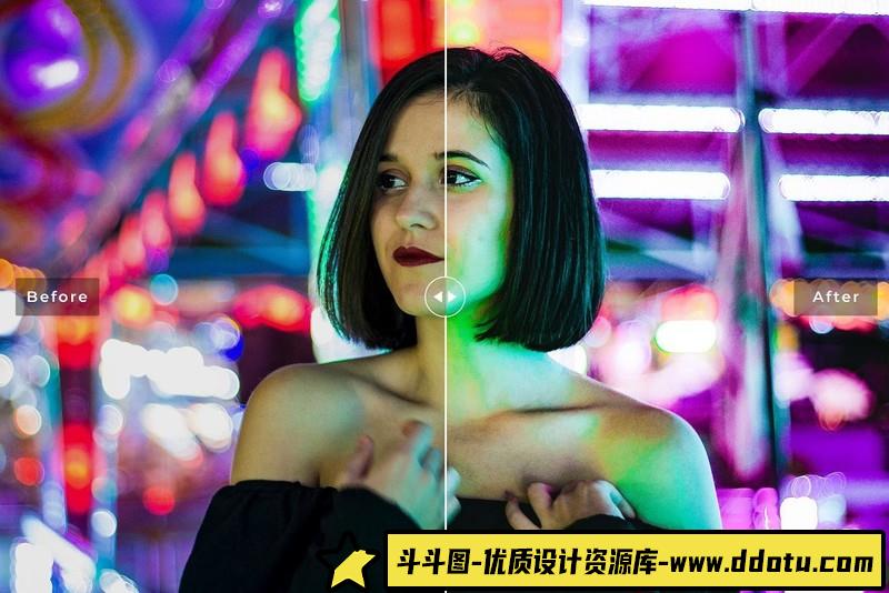 人像LR预设城市建筑夜景街拍霓虹人像预设lr预设ps滤镜pr调色lightroom人像lut插件