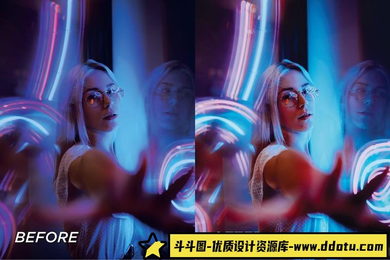 人像LR预设城市街拍夜景霓虹人像预设lr预设ps滤镜pr调色lightroom人像lut插件