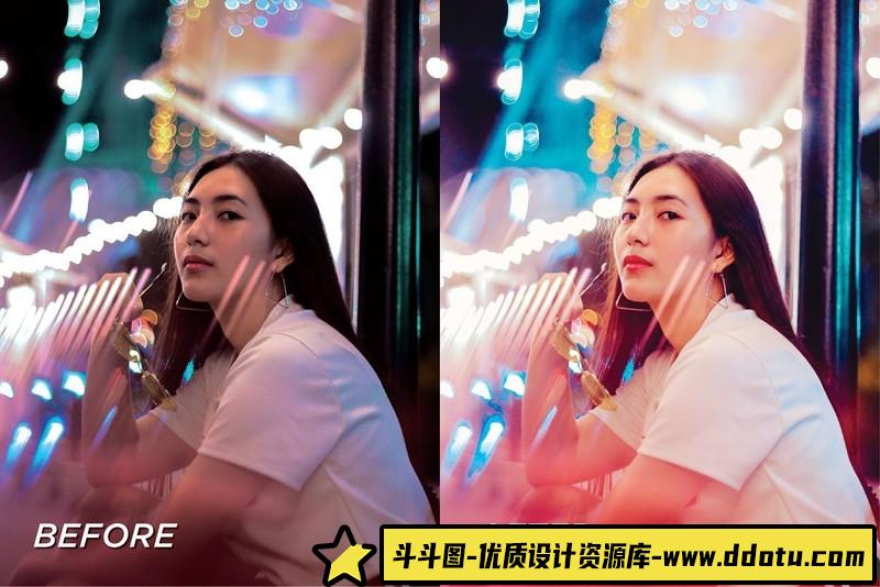 人像LR预设城市街拍夜景霓虹人像预设lr预设ps滤镜pr调色lightroom人像lut插件