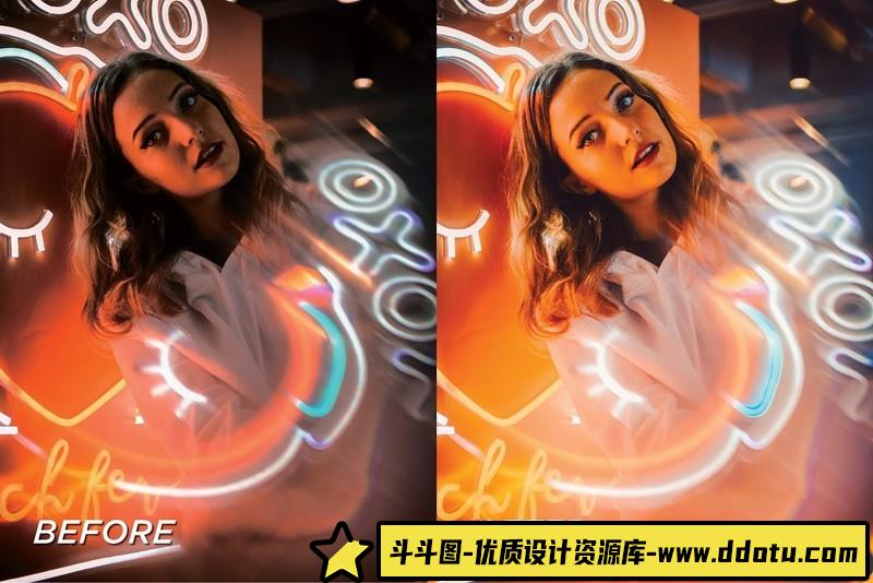 人像LR预设城市街拍夜景霓虹人像预设lr预设ps滤镜pr调色lightroom人像lut插件